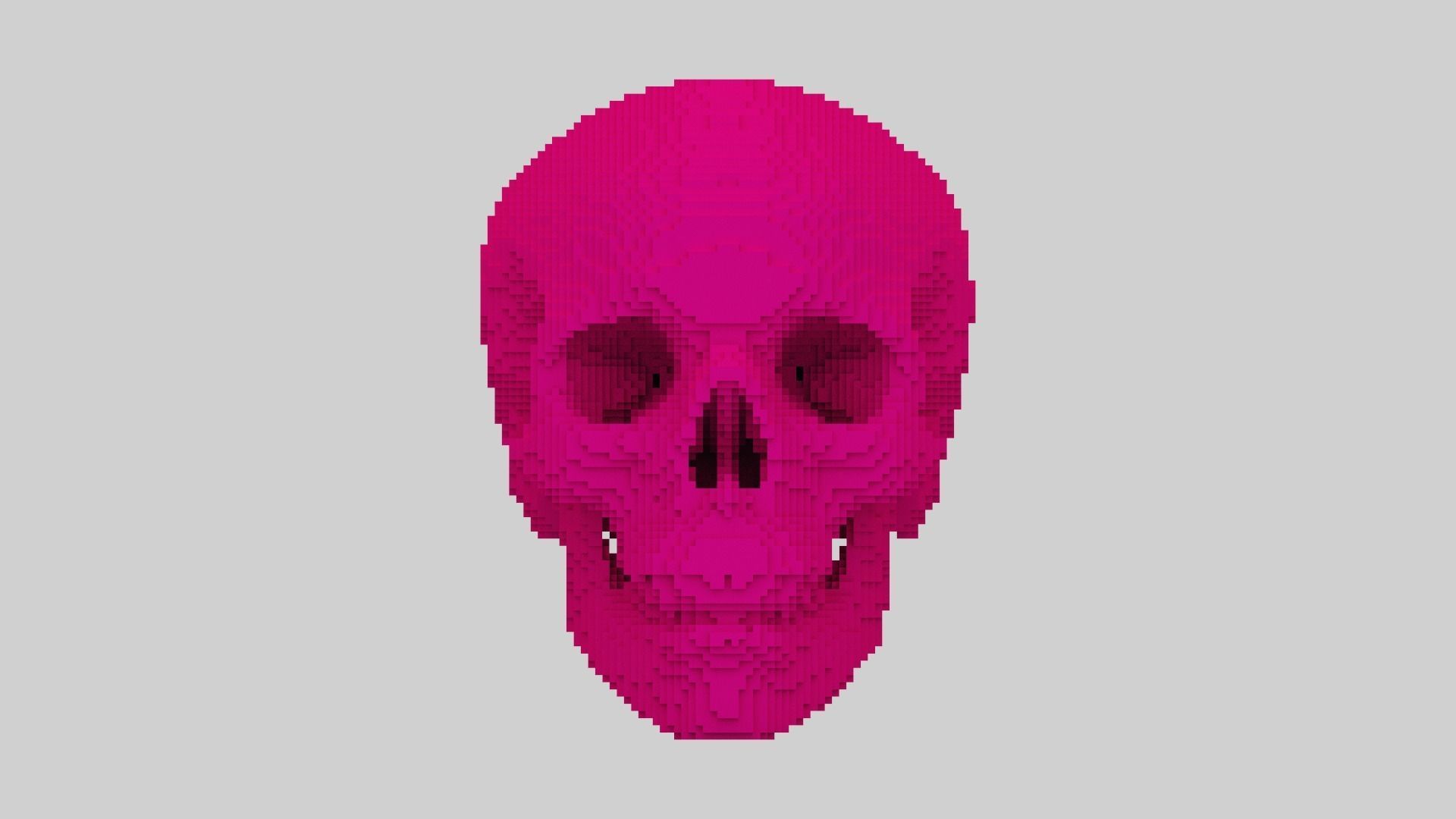 Pink Voxel Skull Low-poly 3D model_4
