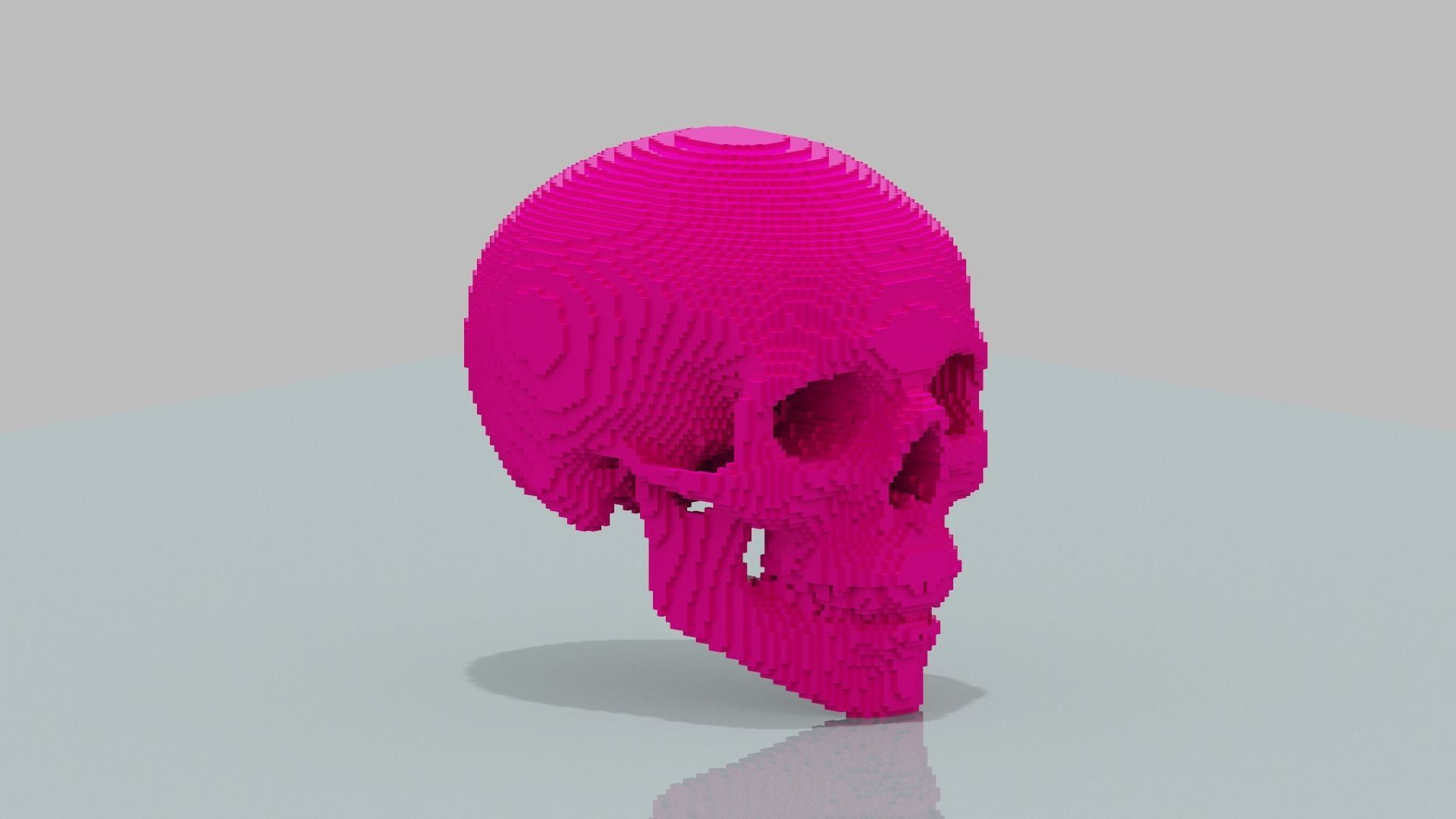 Pink Voxel Skull Low-poly 3D model_11