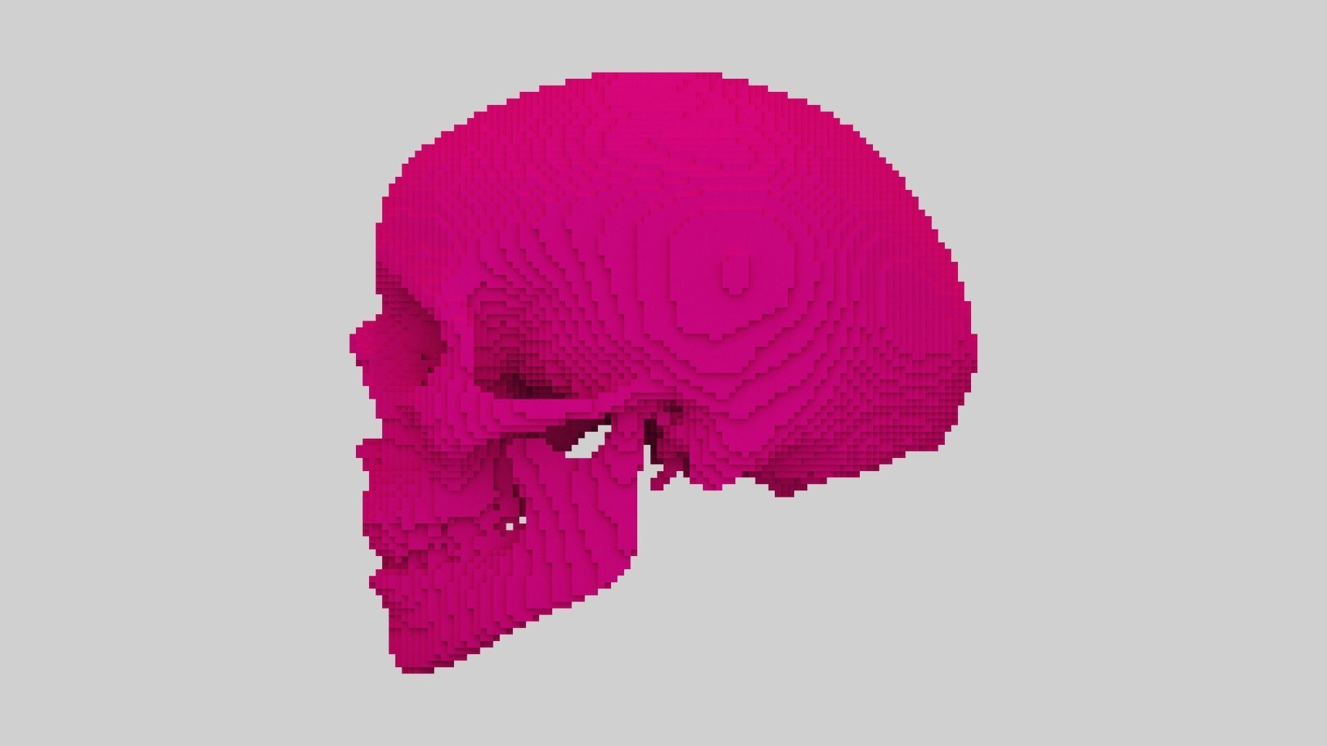 Pink Voxel Skull Low-poly 3D model_5