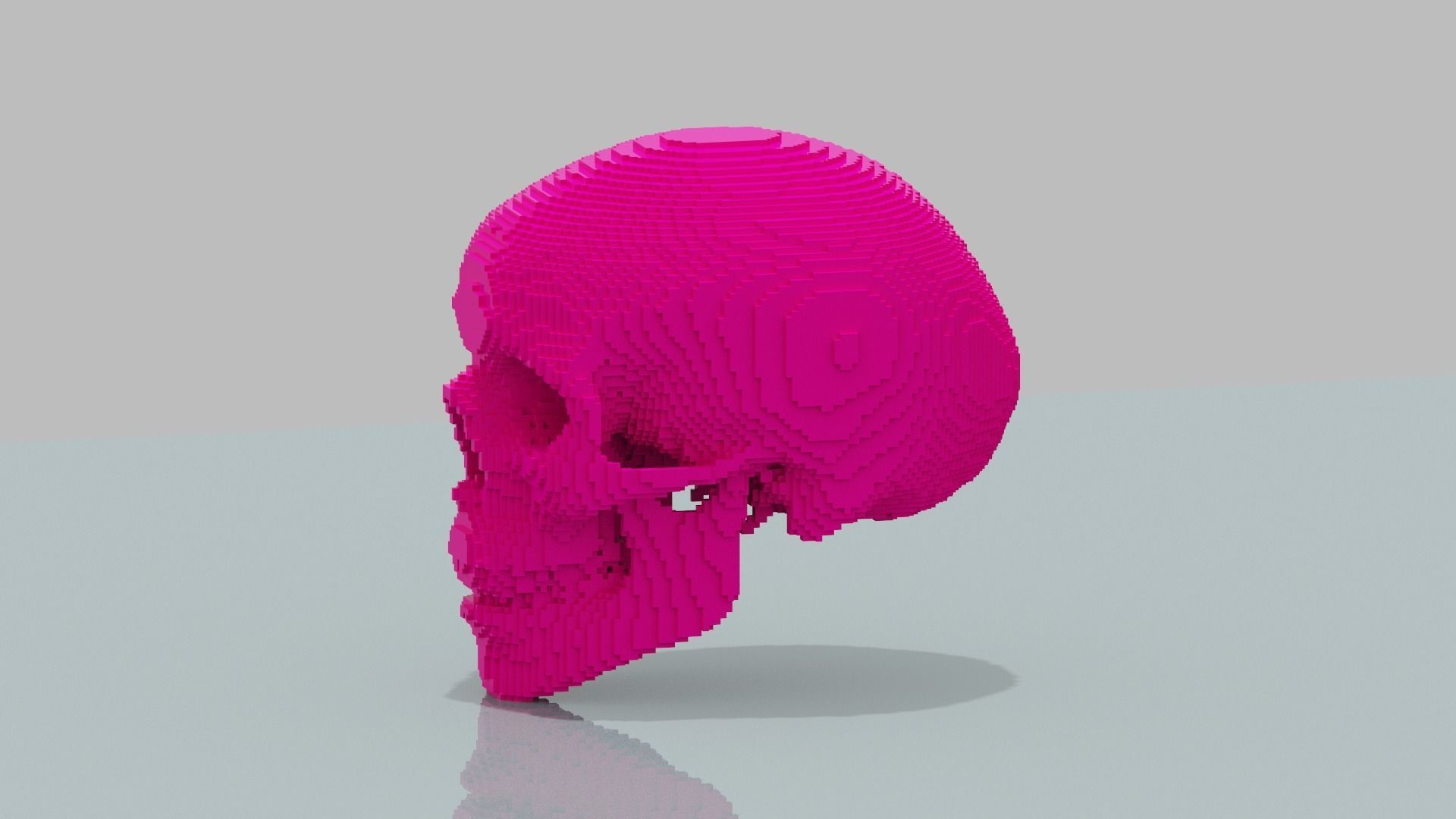 Pink Voxel Skull Low-poly 3D model_1