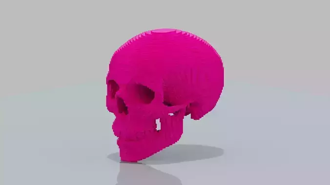 Pink Voxel Skull