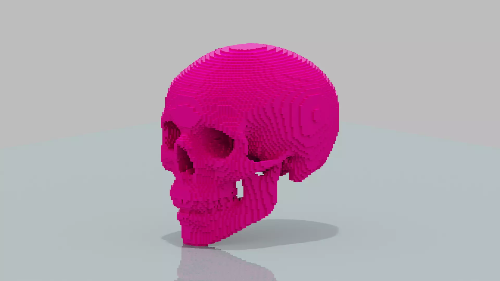 Pink Voxel Skull Low-poly 3D model_0