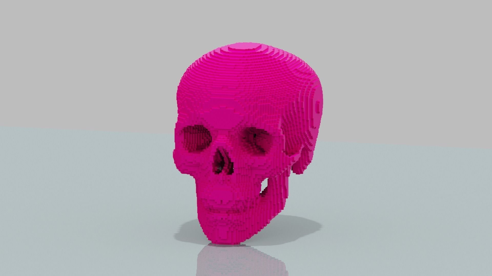 Pink Voxel Skull Low-poly 3D model_13
