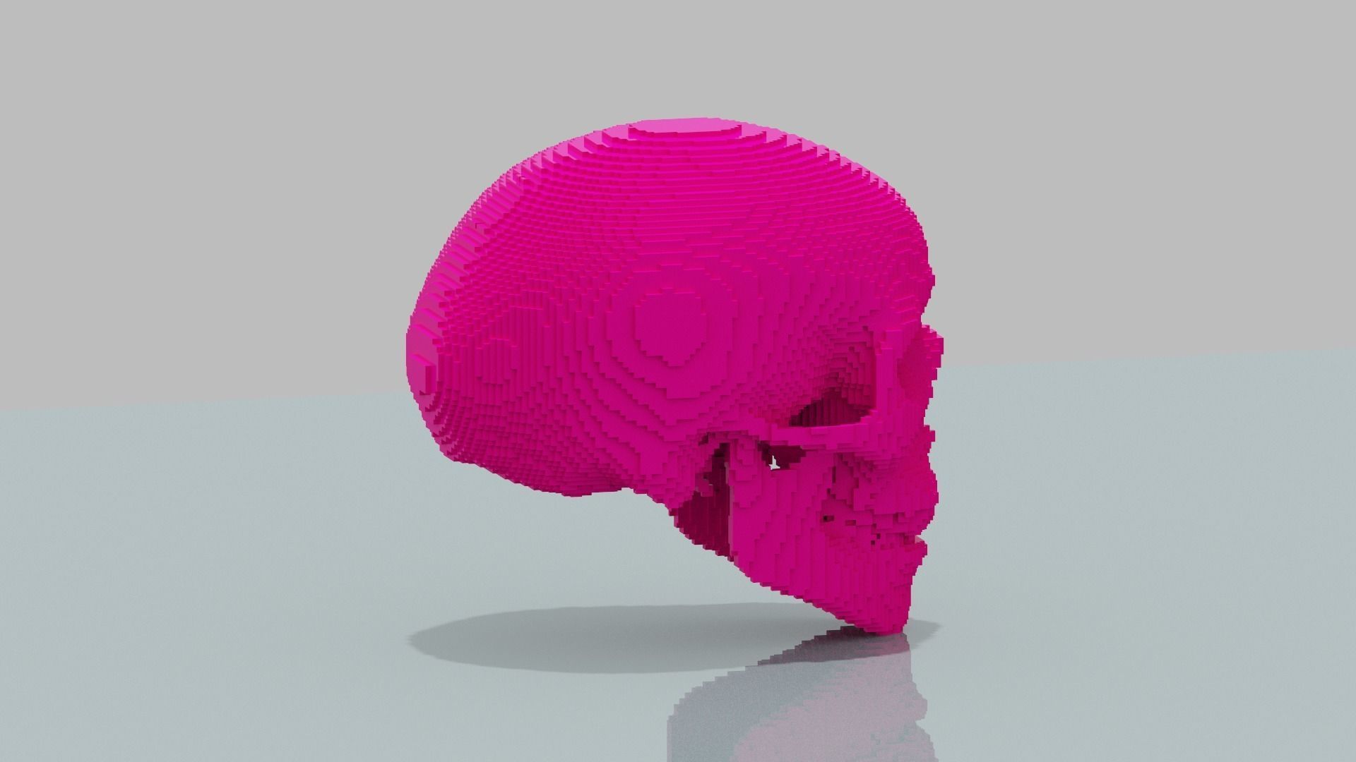 Pink Voxel Skull Low-poly 3D model_9