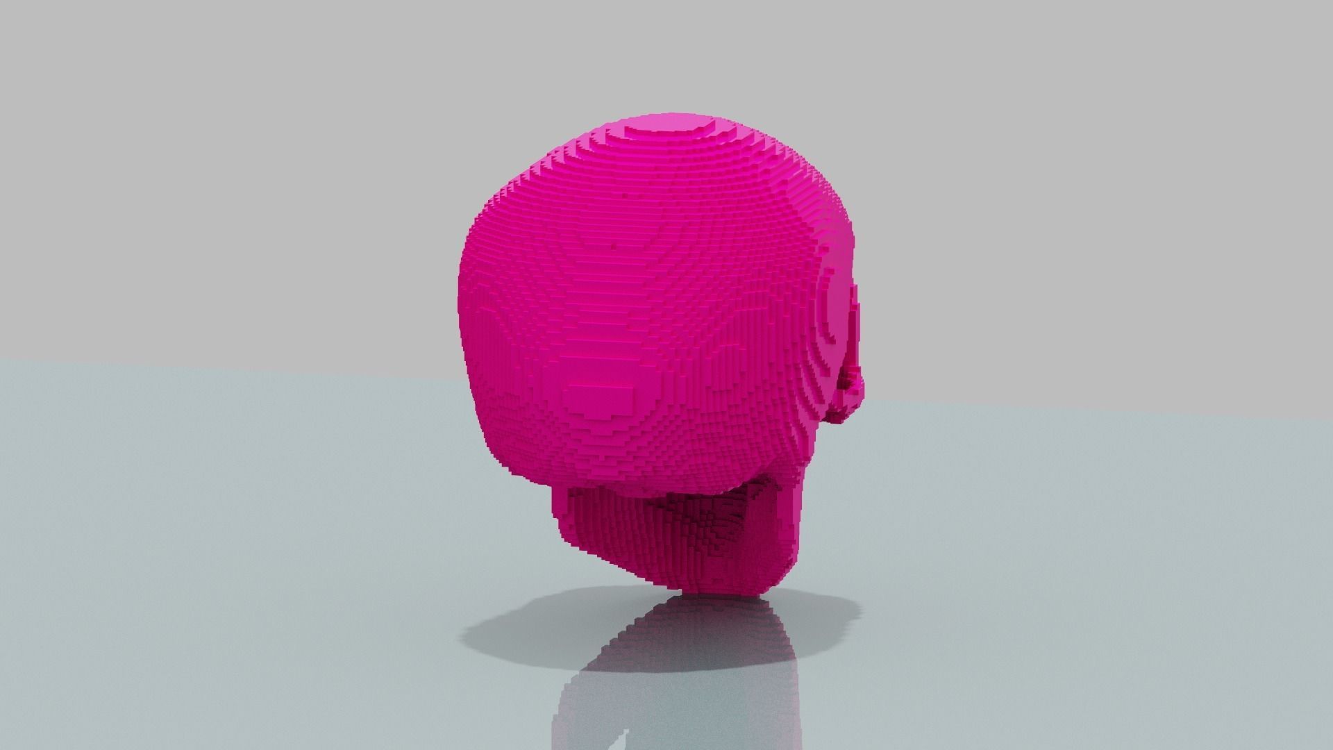 Pink Voxel Skull Low-poly 3D model_7