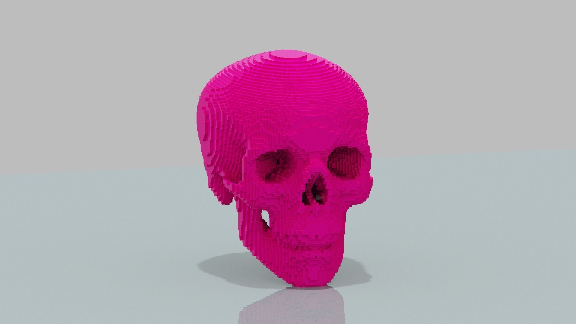 Pink Voxel Skull Low-poly 3D model_12