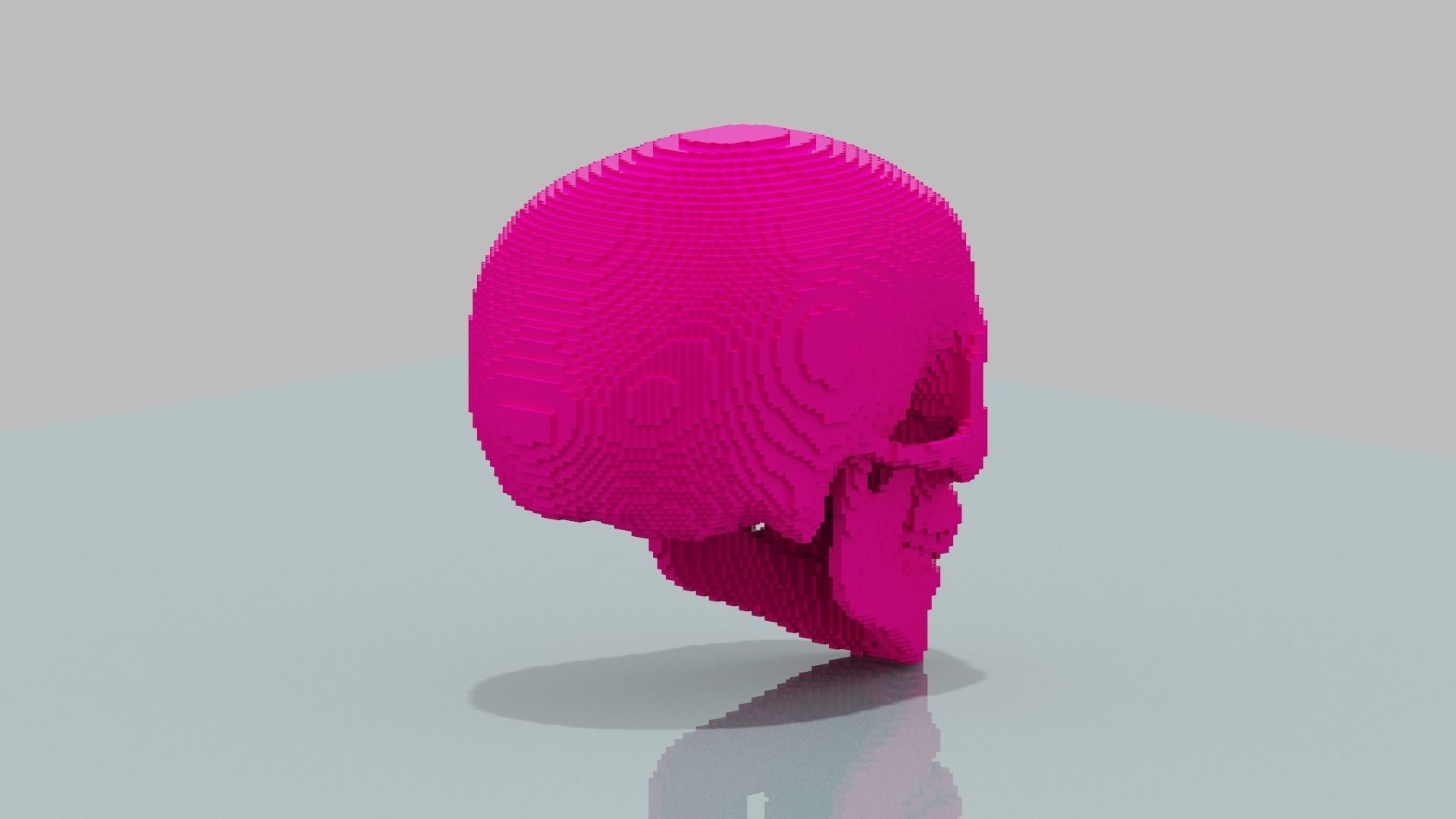 Pink Voxel Skull Low-poly 3D model_8