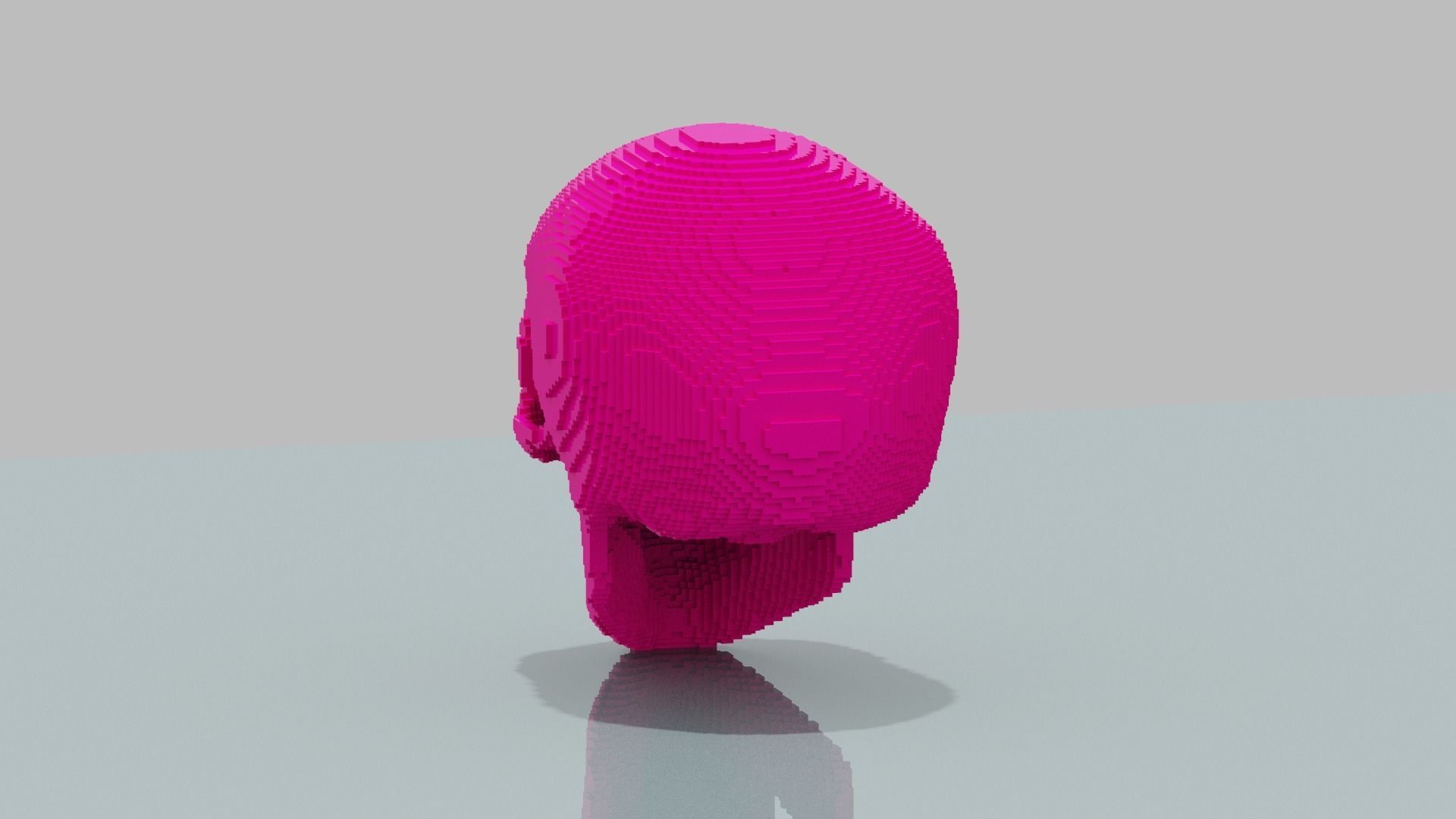 Pink Voxel Skull Low-poly 3D model_6