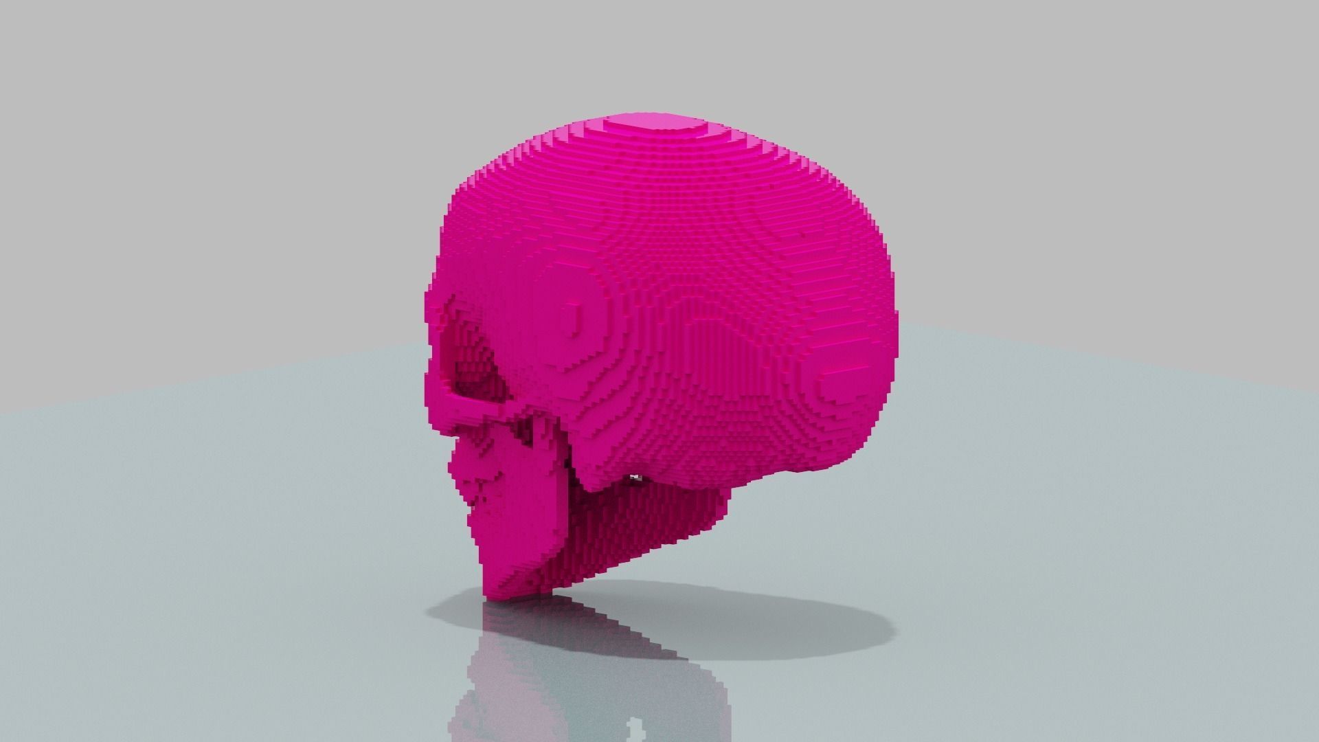 Pink Voxel Skull Low-poly 3D model_3
