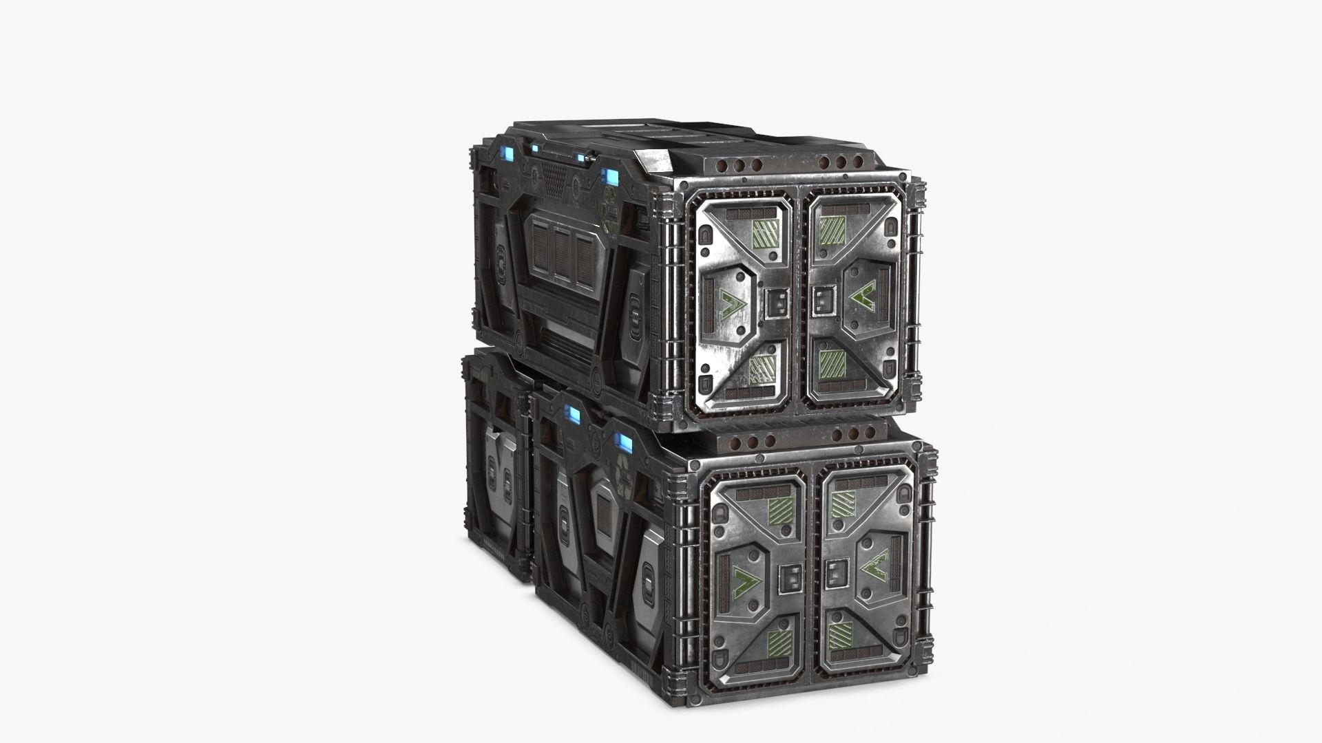 Sci-fi Container set of 3 v5 Low-poly 3D model_22
