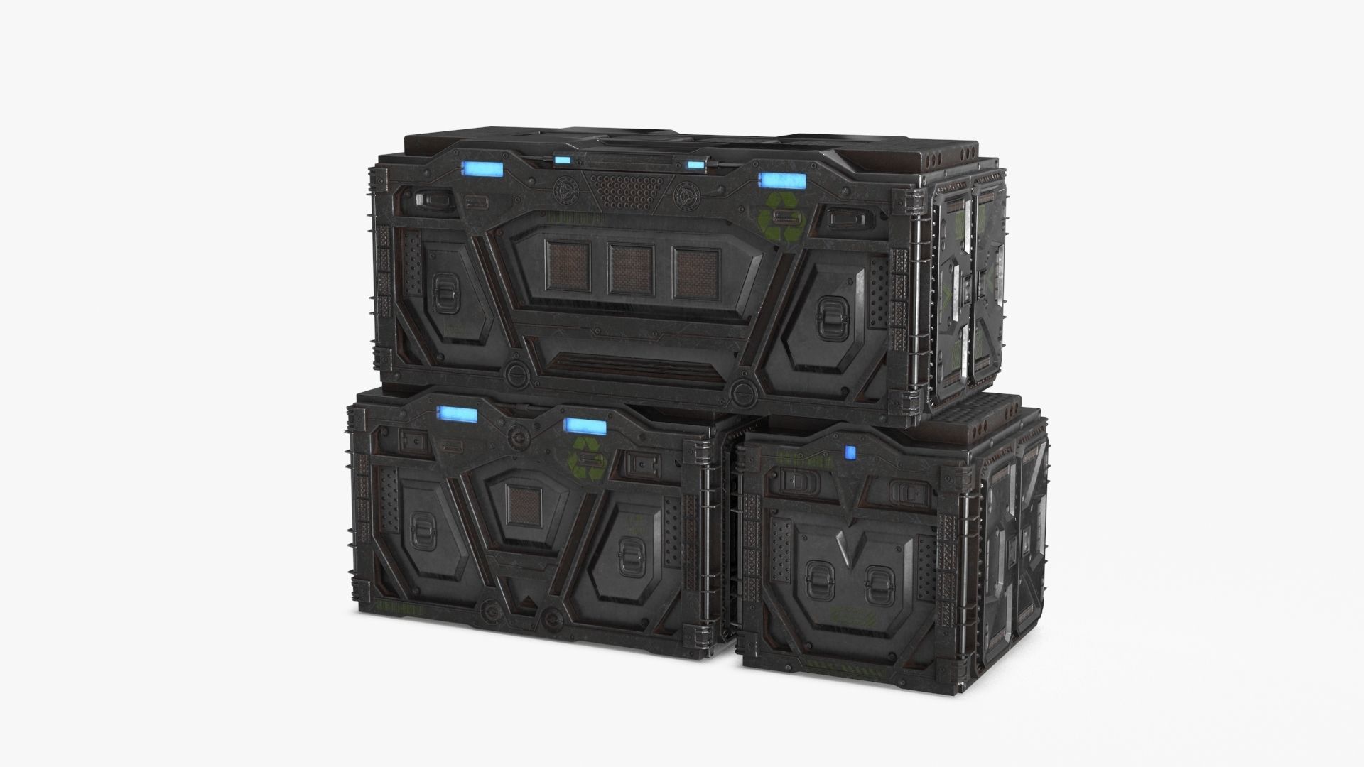 Sci-fi Container set of 3 v5 Low-poly 3D model_18