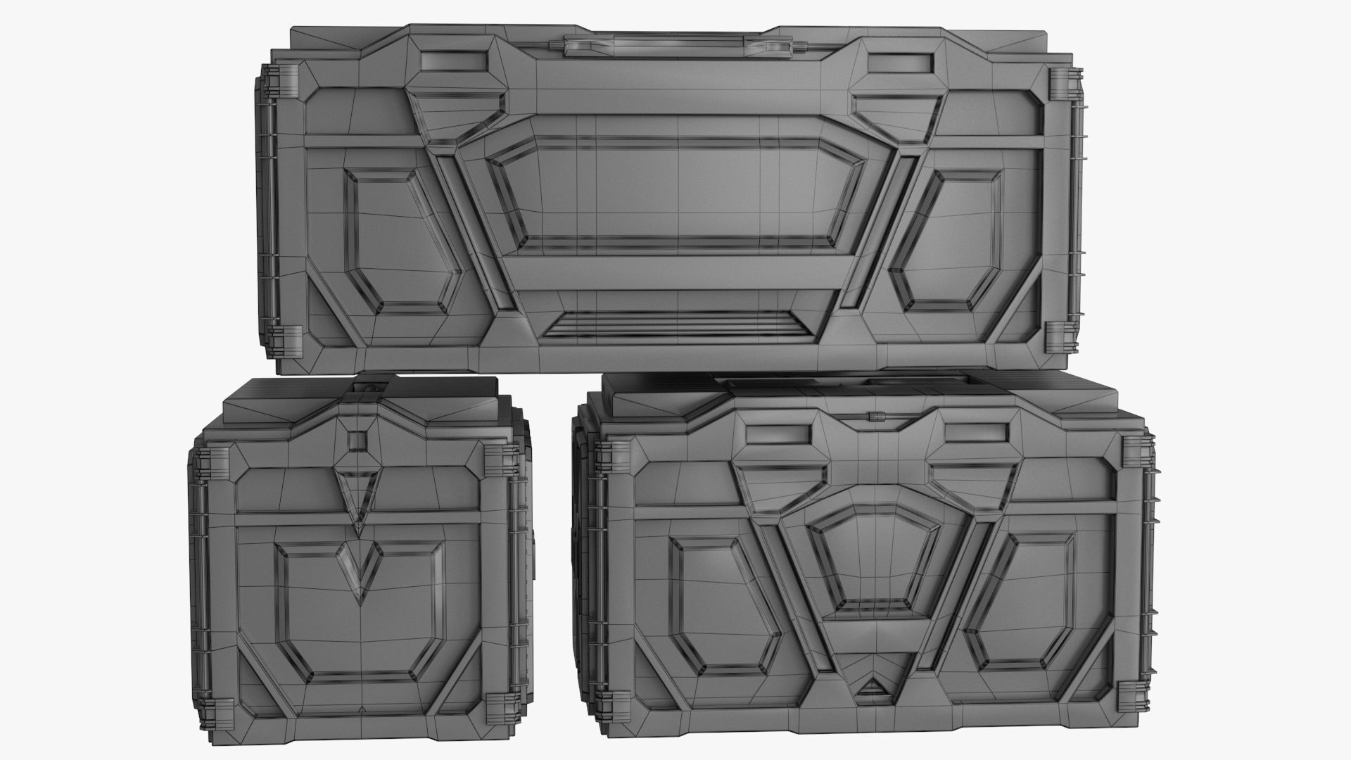 Sci-fi Container set of 3 v5 Low-poly 3D model_27