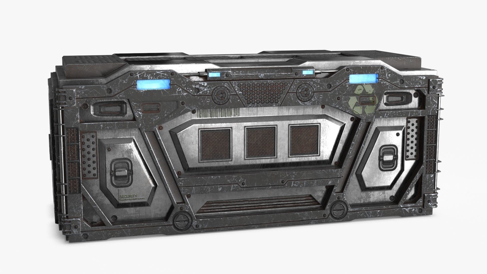 Sci-fi Container set of 3 v5 Low-poly 3D model_2
