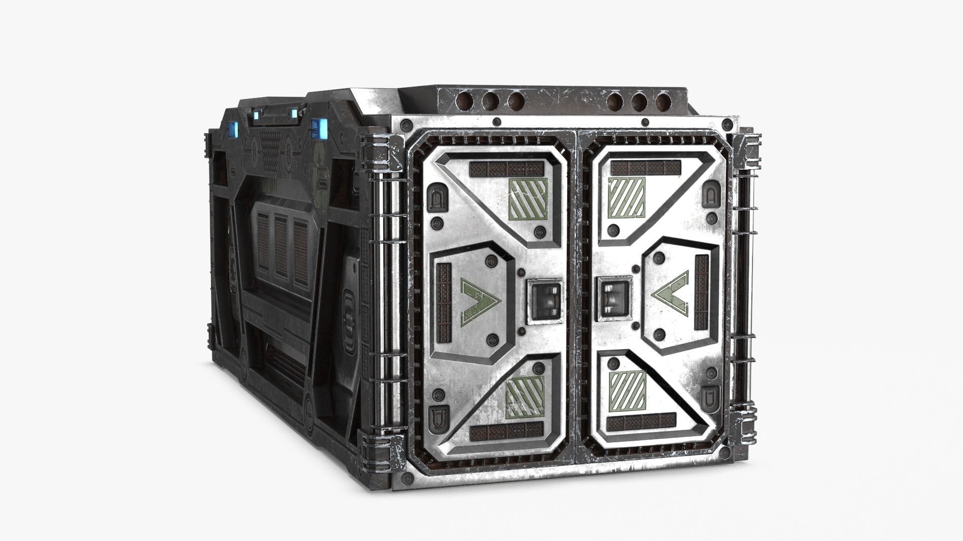 Sci-fi Container set of 3 v5 Low-poly 3D model_3