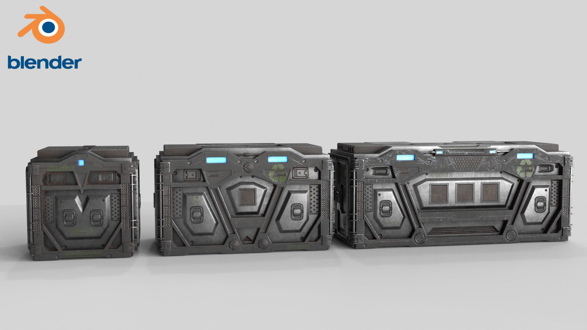 Sci-fi Container set of 3 v5 Low-poly 3D model_23