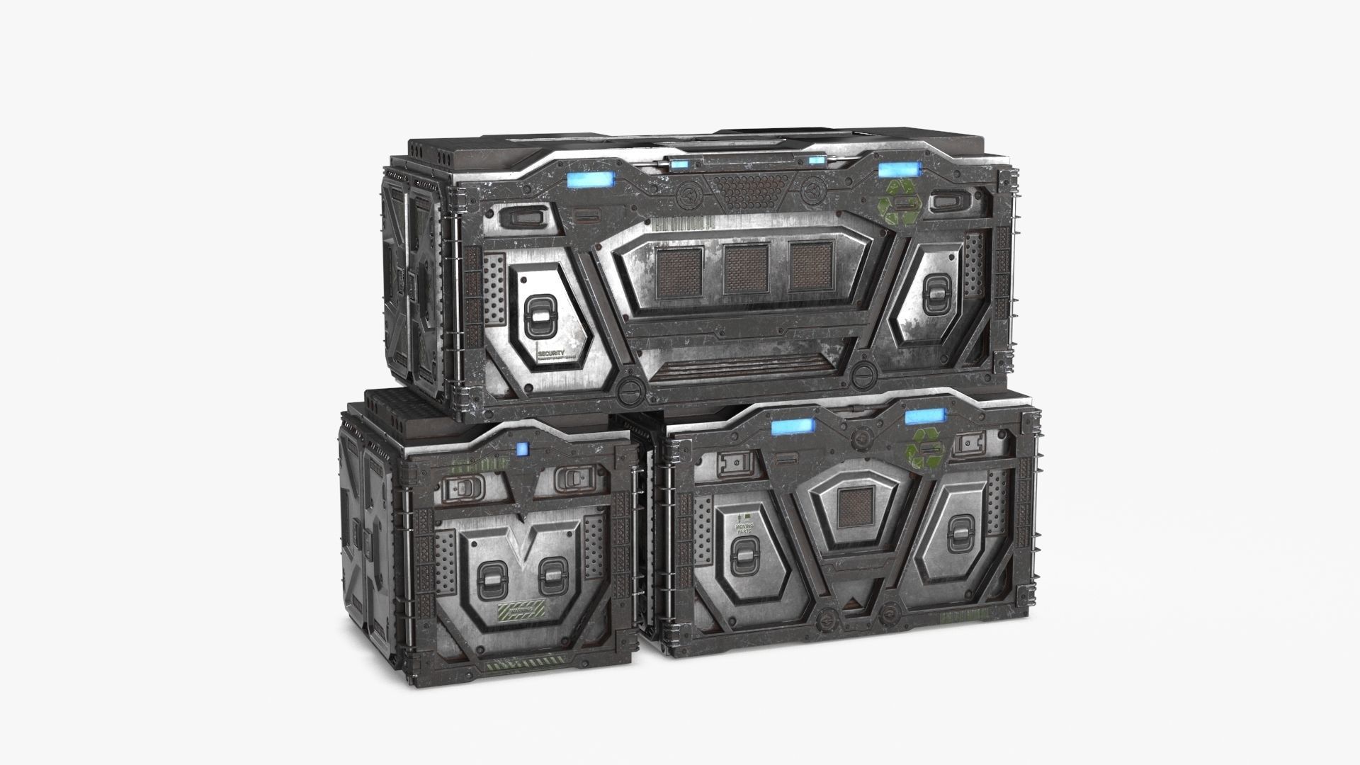 Sci-fi Container set of 3 v5 Low-poly 3D model_15