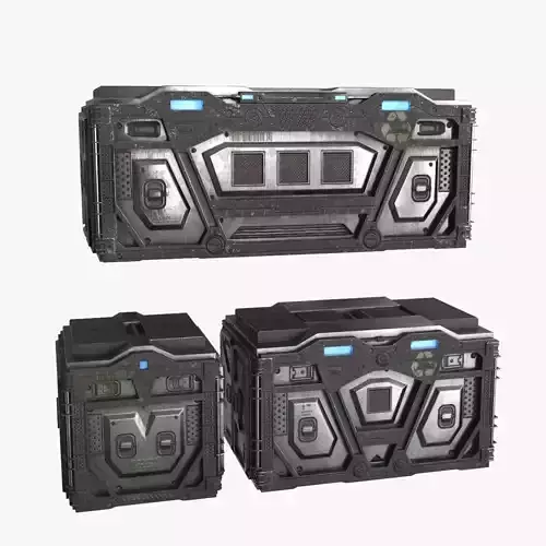 Sci-fi Container set of 3 v5 Low-poly 3D model