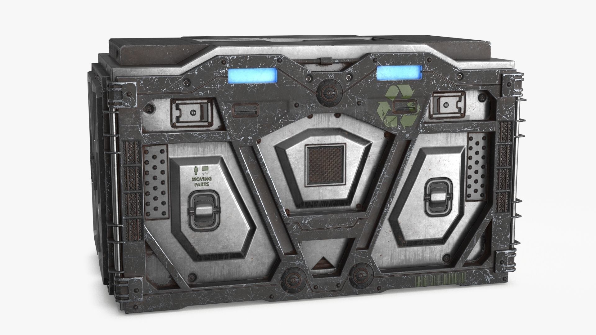 Sci-fi Container set of 3 v5 Low-poly 3D model_6