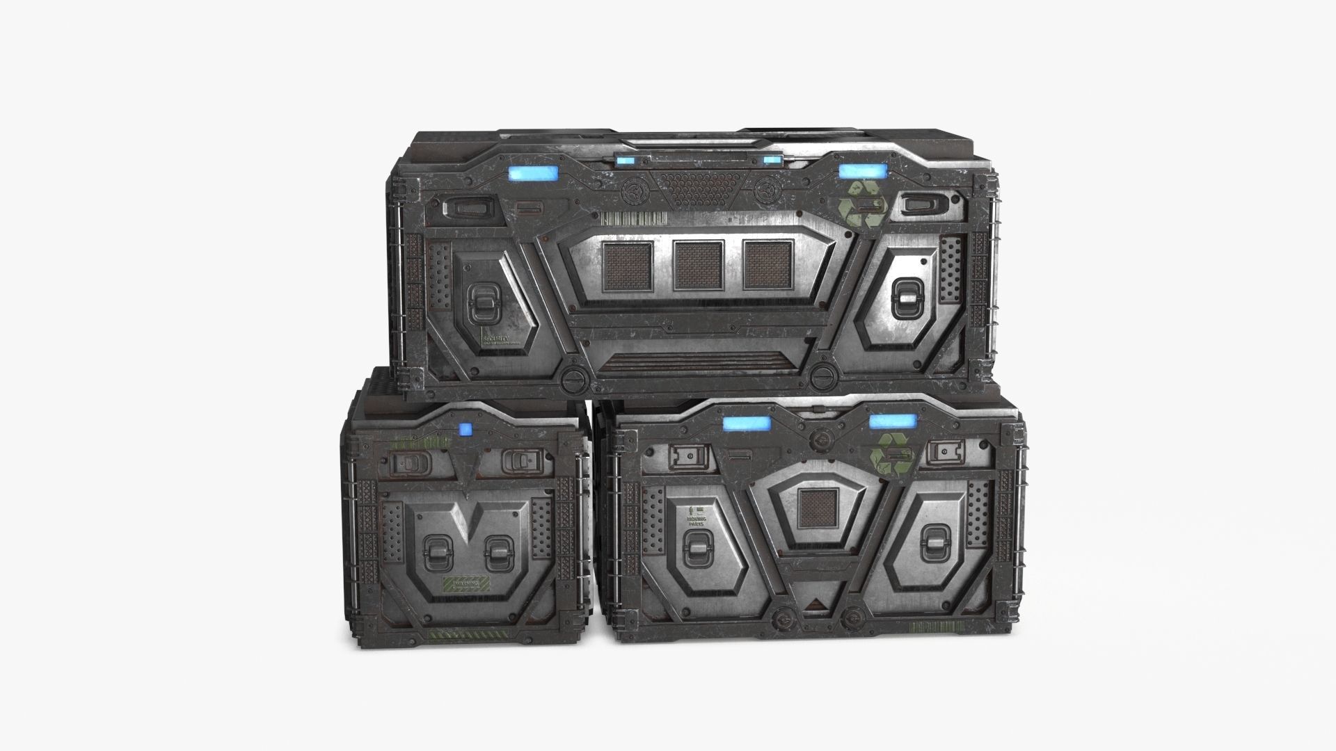 Sci-fi Container set of 3 v5 Low-poly 3D model_14