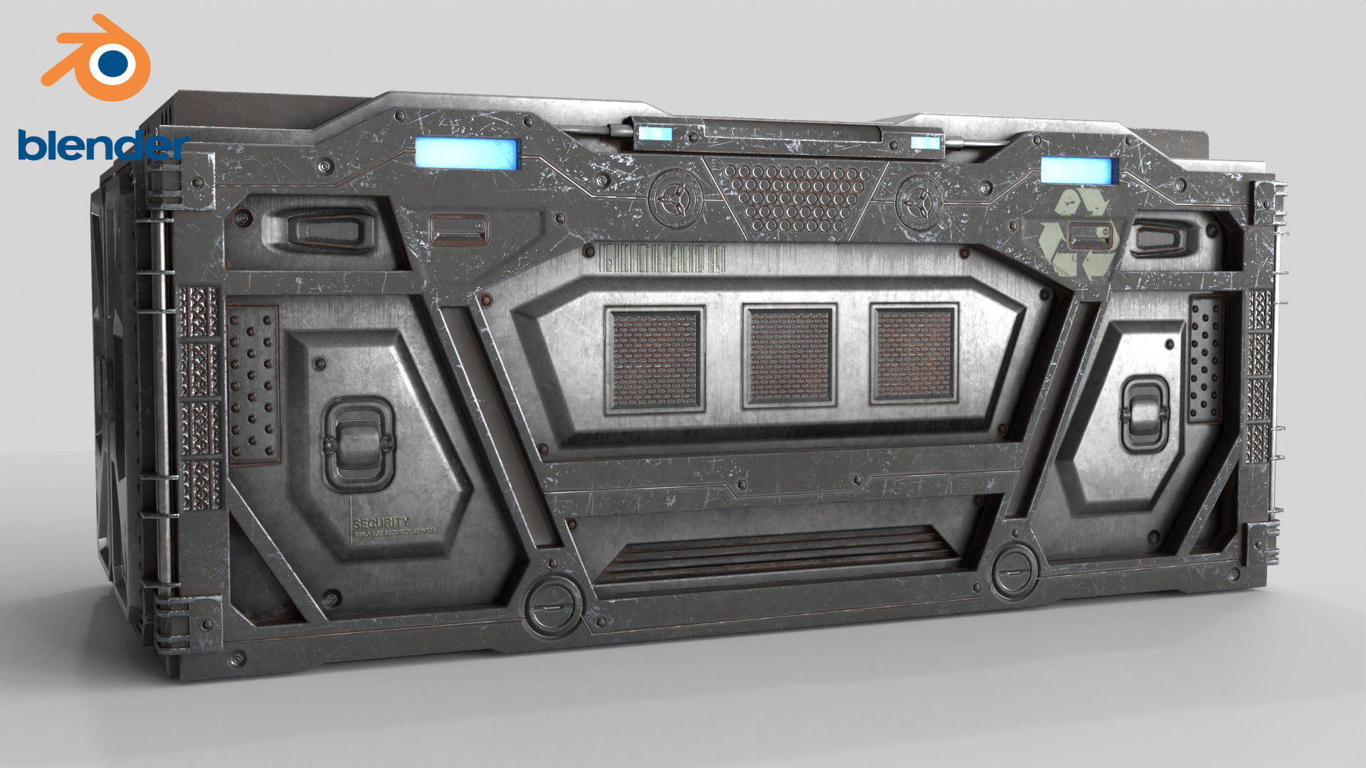 Sci-fi Container set of 3 v5 Low-poly 3D model_24