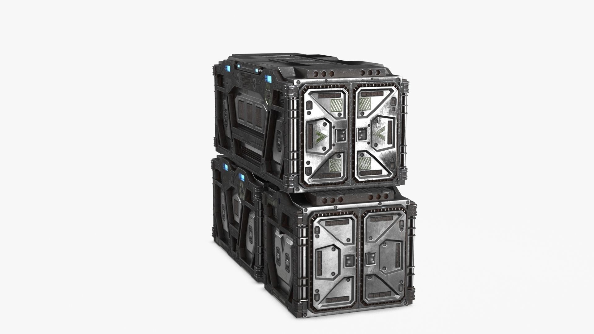 Sci-fi Container set of 3 v5 Low-poly 3D model_17