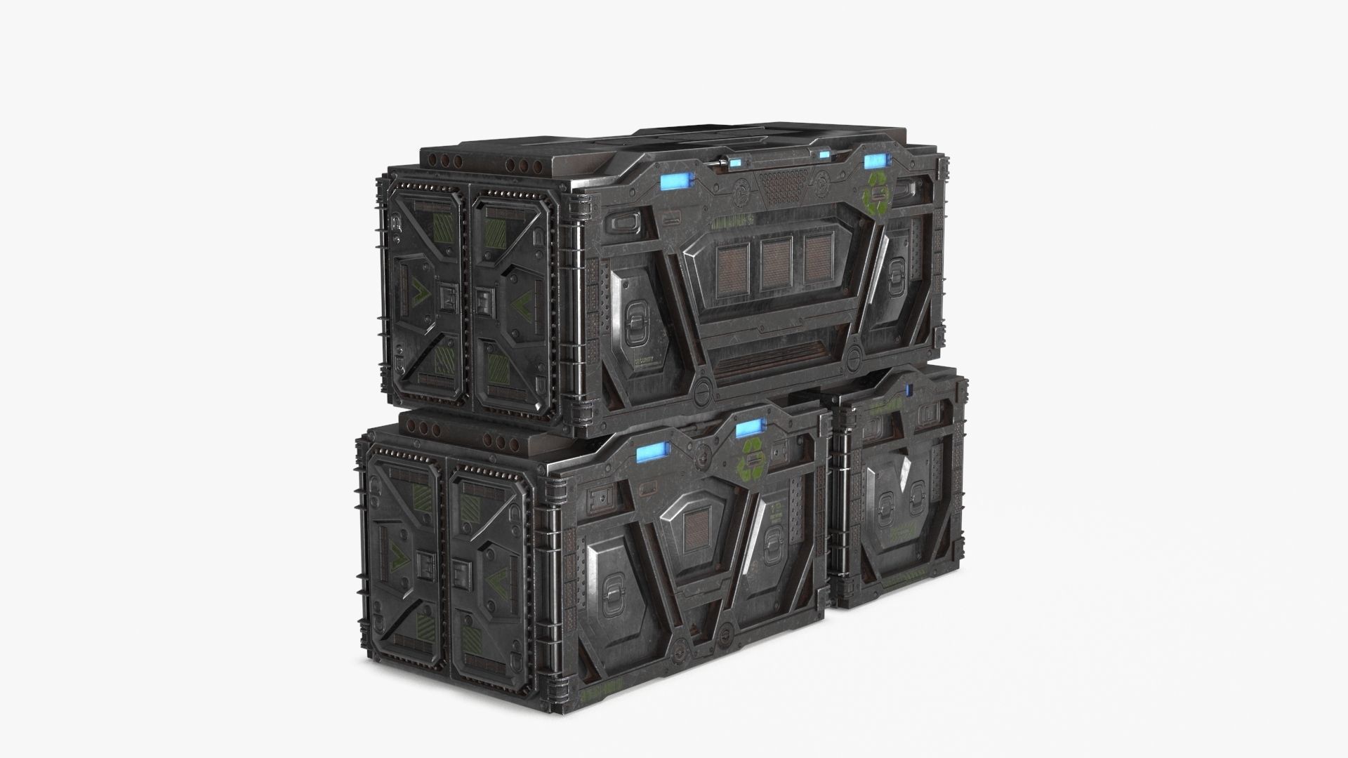 Sci-fi Container set of 3 v5 Low-poly 3D model_20