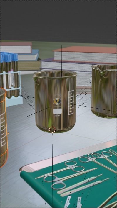 Scientific Beaker with liquid inside Full Chemistry lab Scene 3D model_4