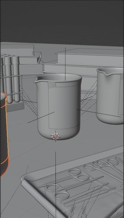 Scientific Beaker with liquid inside Full Chemistry lab Scene 3D model_5