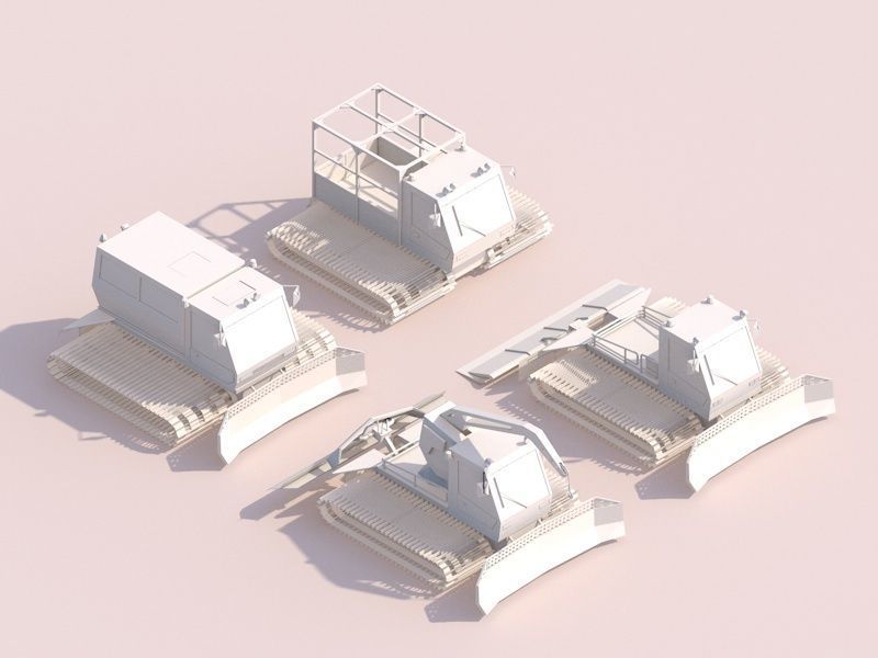 Cartoon Low Poly Winter Snow Vehicles Pack  Low-poly 3D model_12