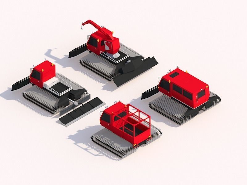 Cartoon Low Poly Winter Snow Vehicles Pack  Low-poly 3D model_2