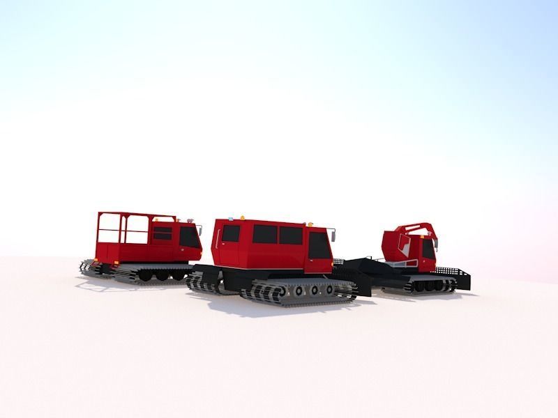 Cartoon Low Poly Winter Snow Vehicles Pack  Low-poly 3D model_10