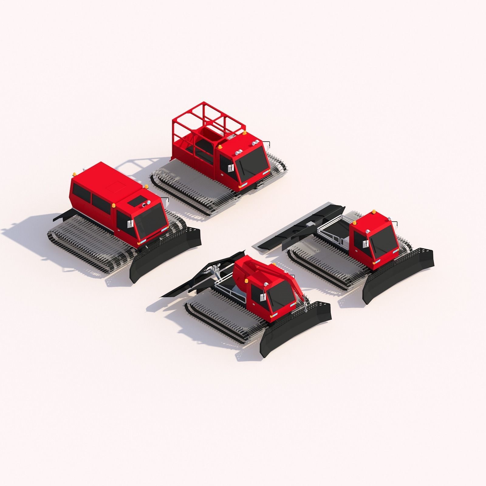 Cartoon Low Poly Winter Snow Vehicles Pack  Low-poly 3D model_8