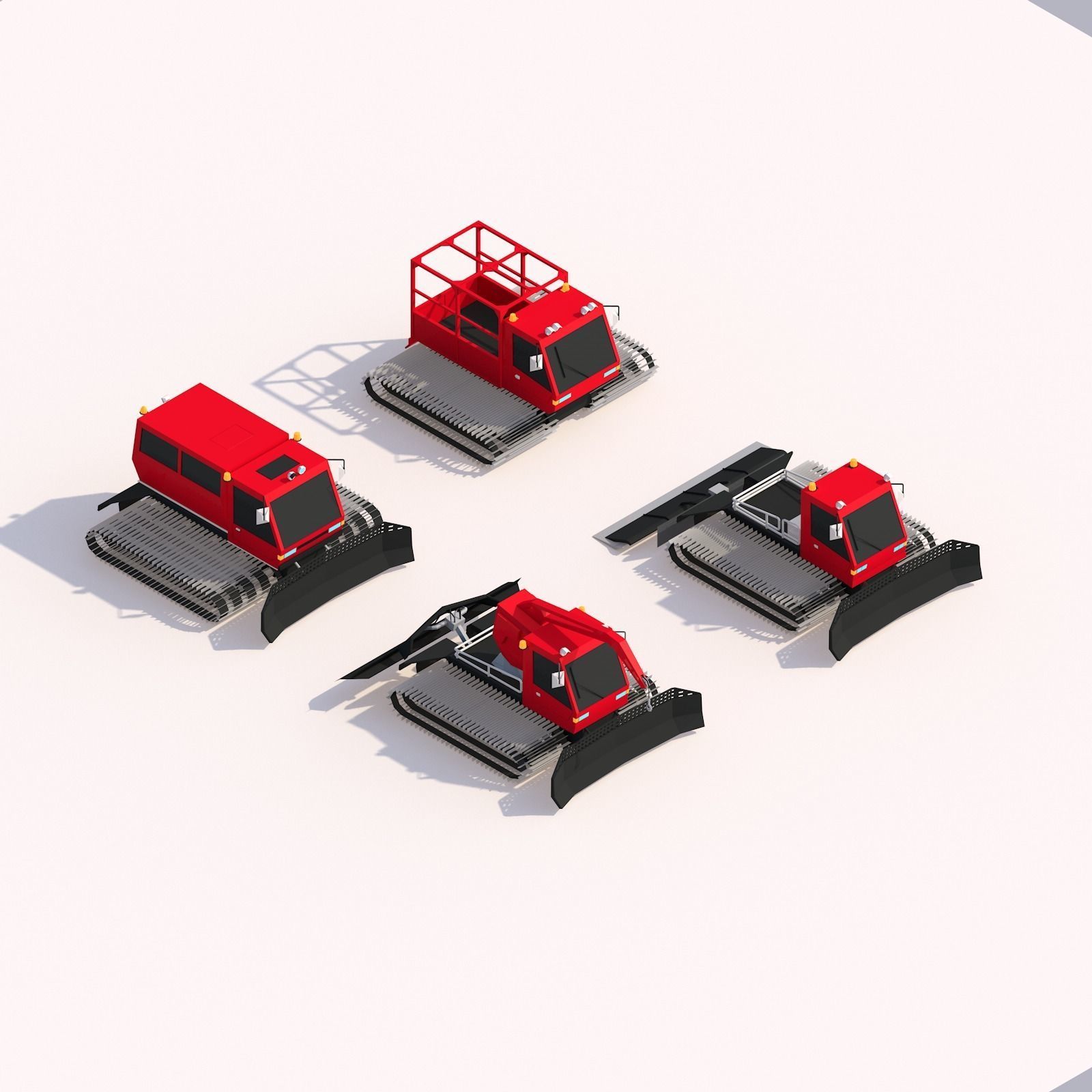 Cartoon Low Poly Winter Snow Vehicles Pack  Low-poly 3D model_7