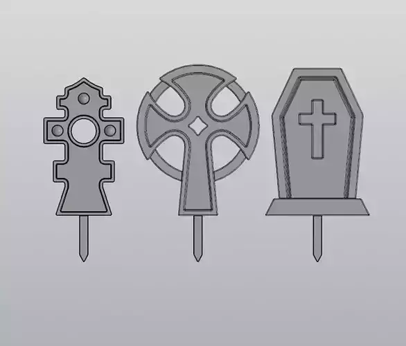 Set 3 models Tombstone Planter decoration 3D print model