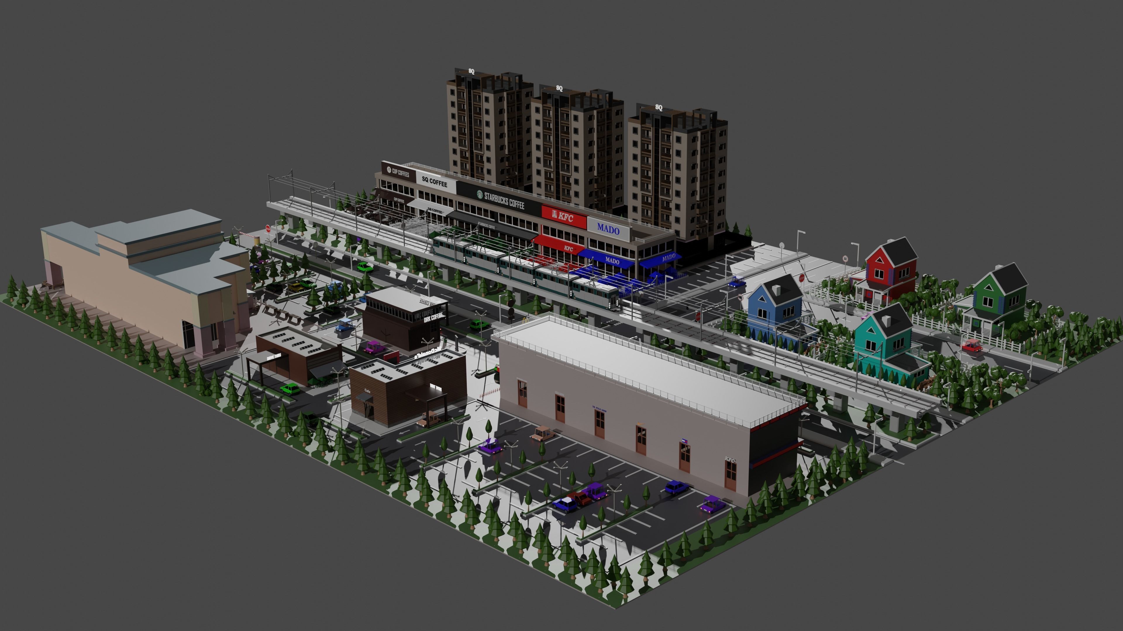 Low Poly City 3D free VR / AR / low-poly 3D model | CGTrader