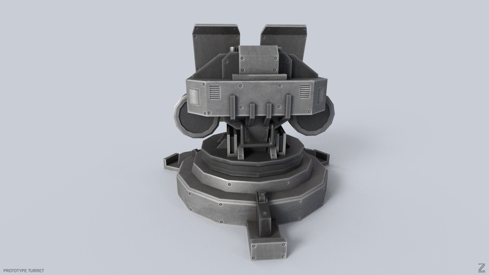 Prototype turret Low-poly 3D model_4