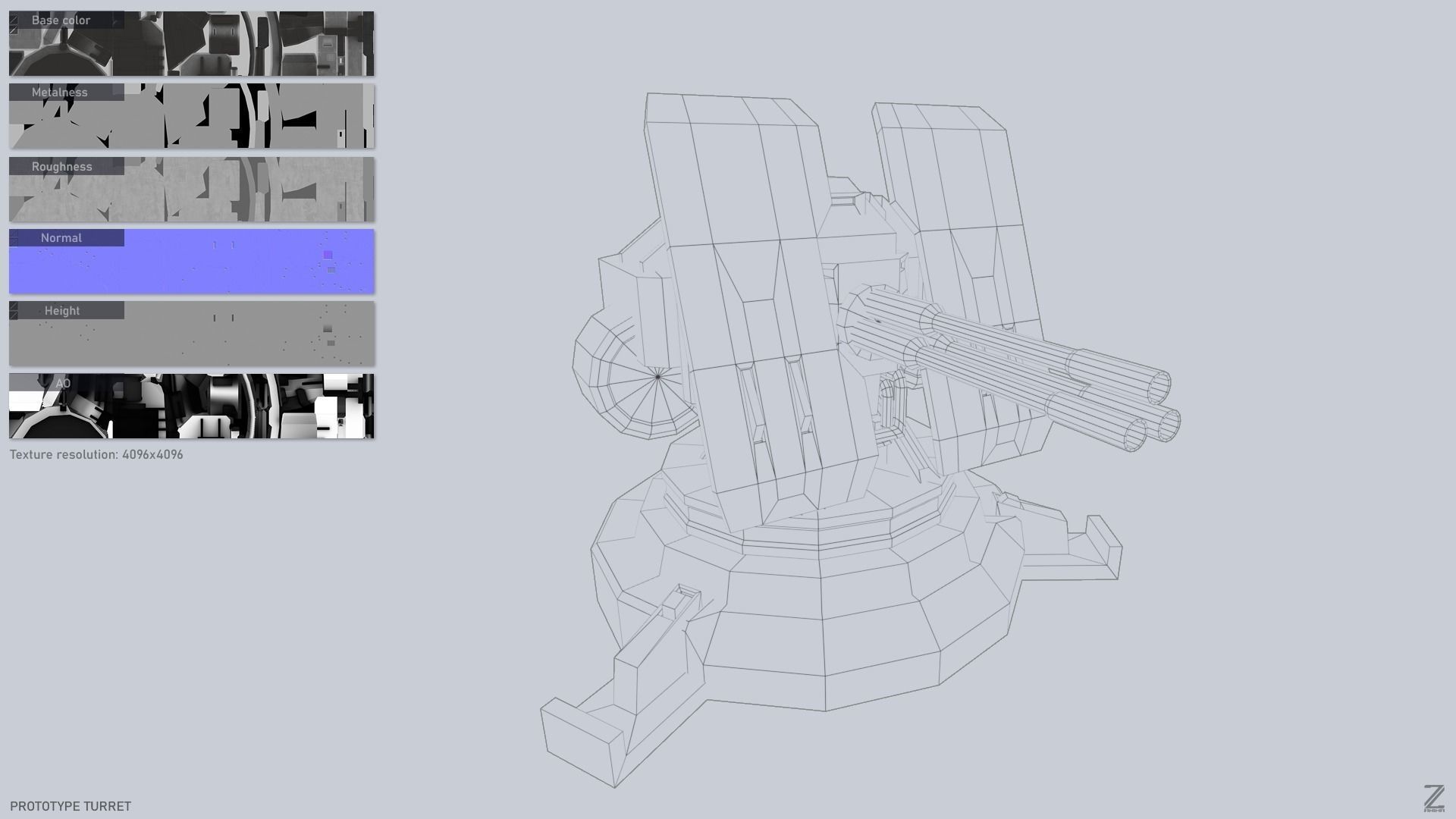 Prototype turret Low-poly 3D model_2