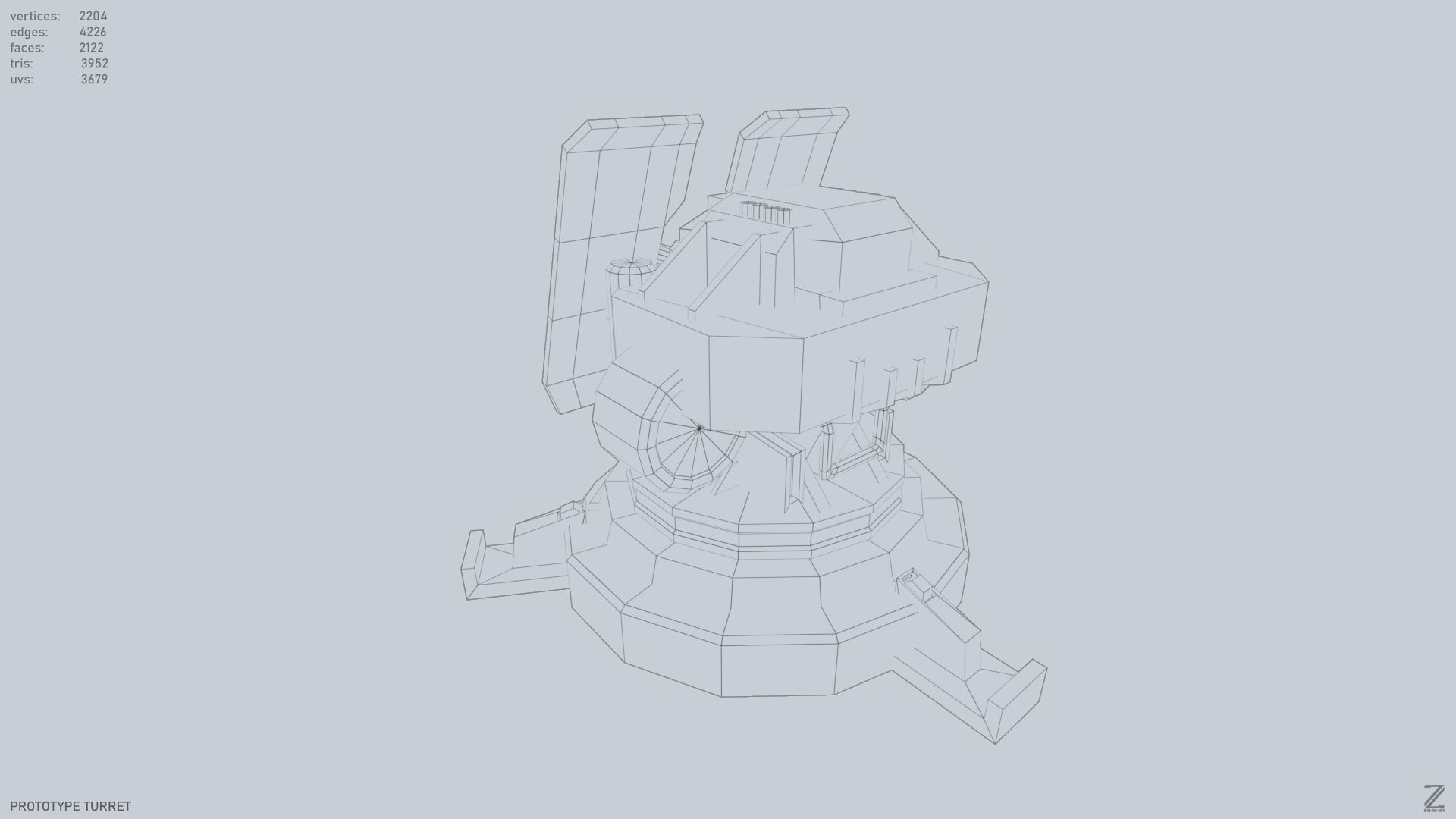 Prototype turret Low-poly 3D model_10