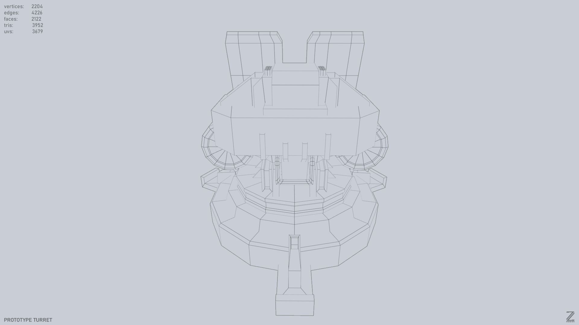 Prototype turret Low-poly 3D model_11