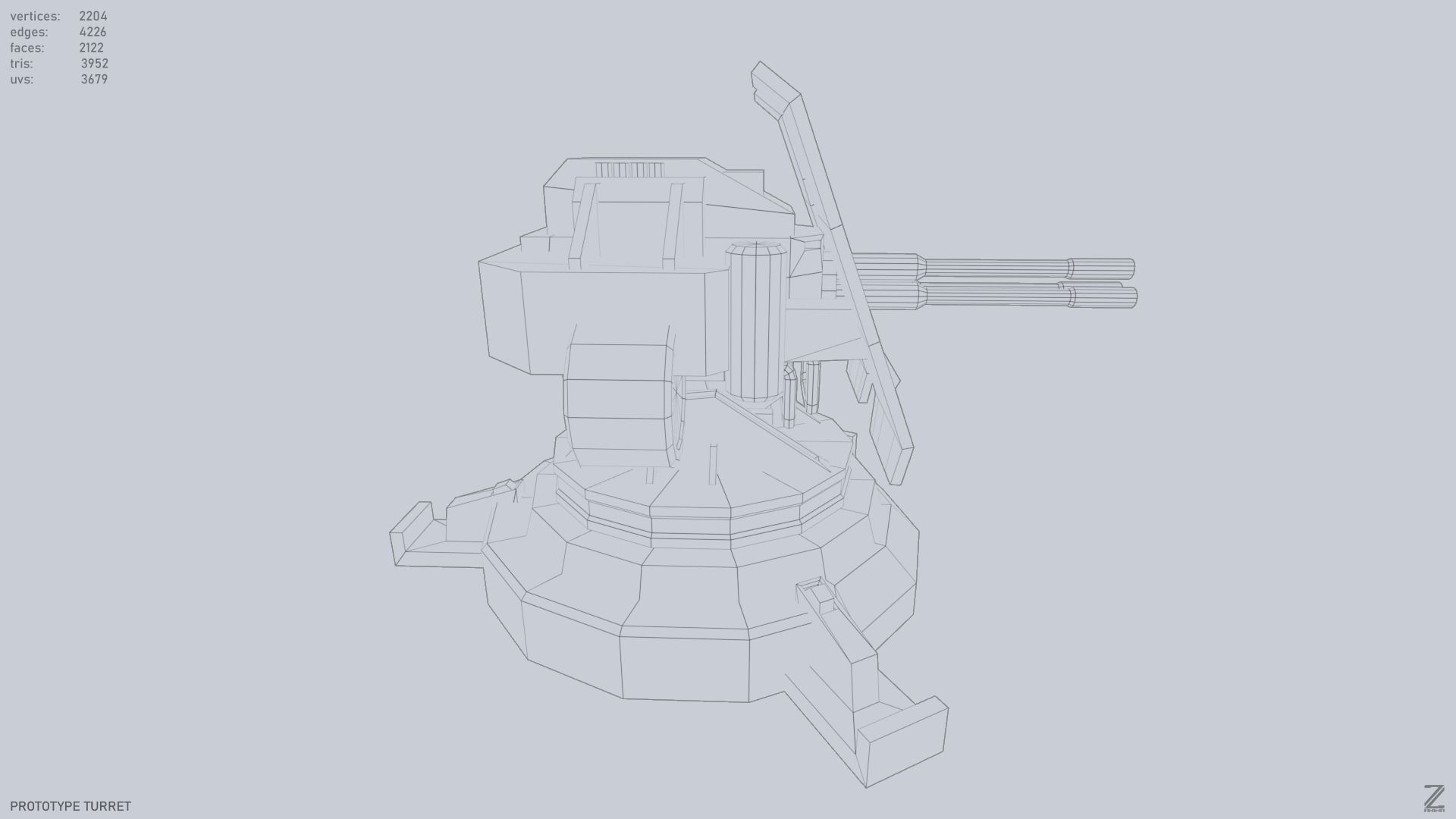 Prototype turret Low-poly 3D model_13
