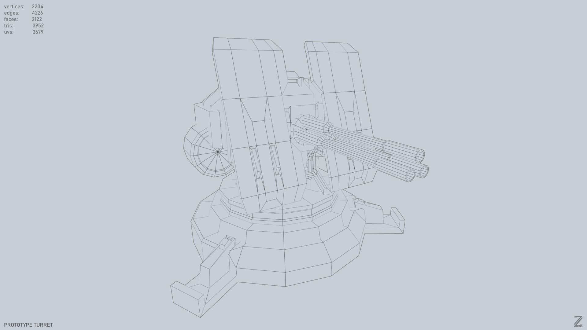 Prototype turret Low-poly 3D model_14