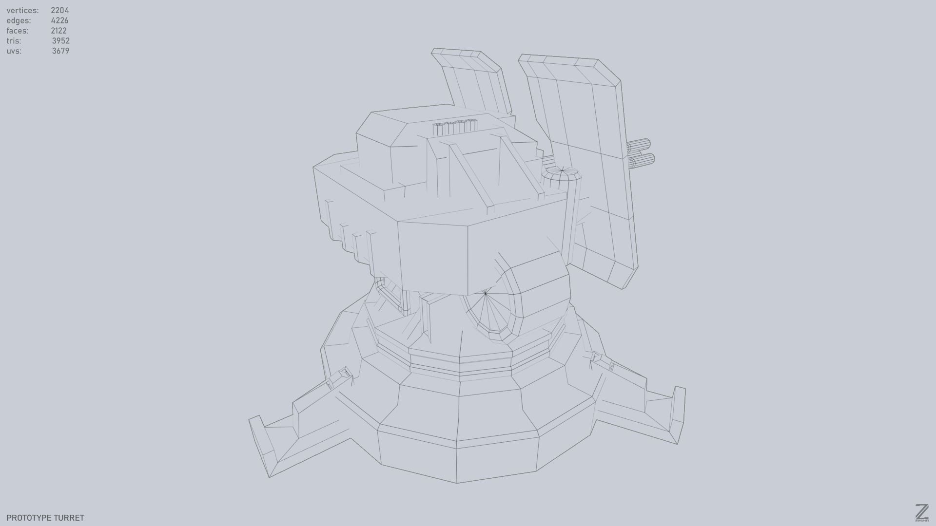 Prototype turret Low-poly 3D model_12
