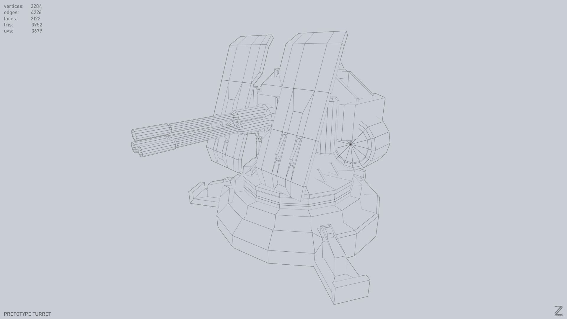 Prototype turret Low-poly 3D model_8