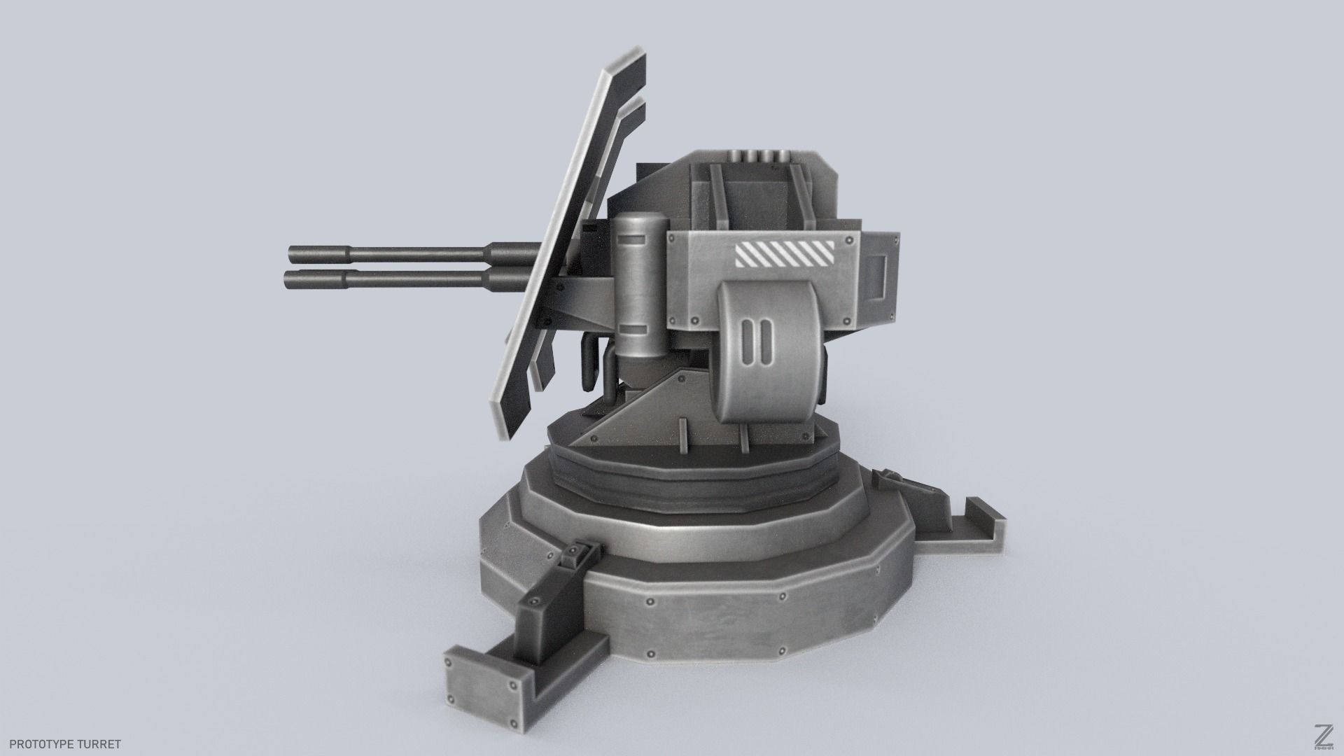 Prototype turret Low-poly 3D model_1