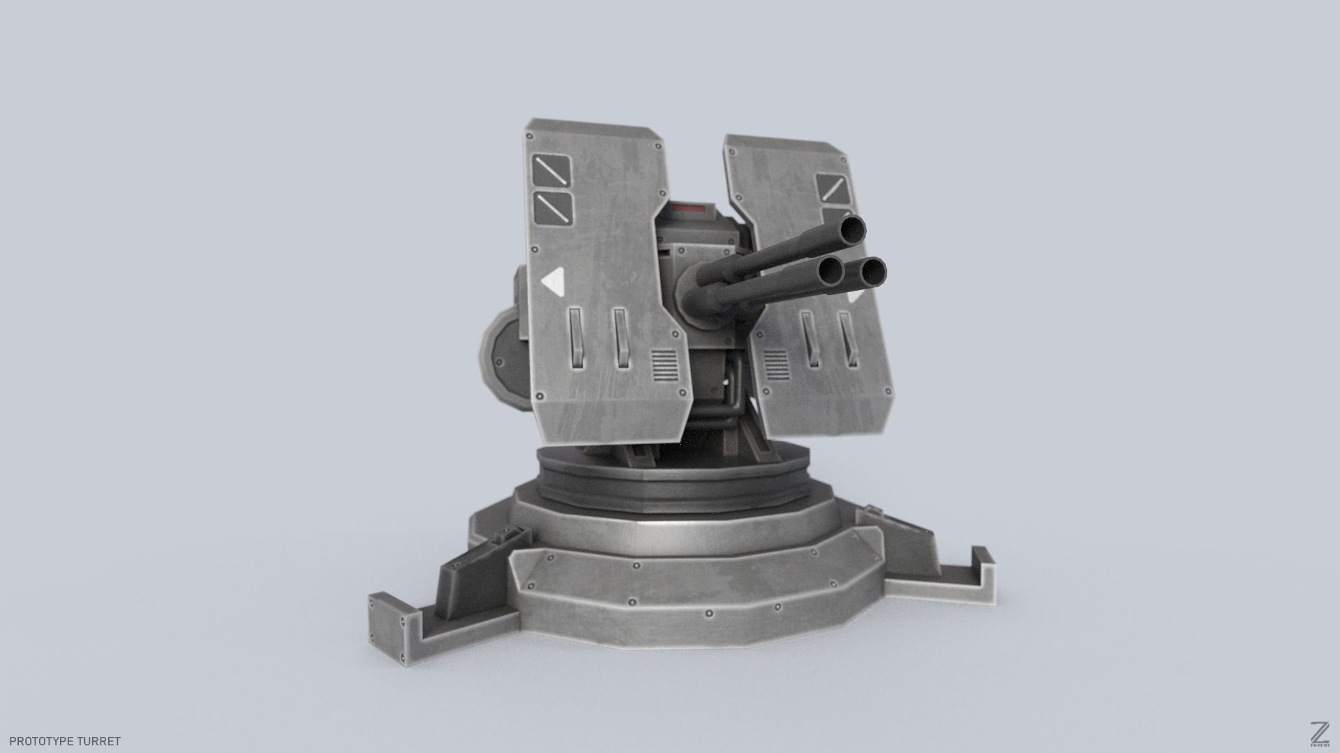 Prototype turret Low-poly 3D model_7