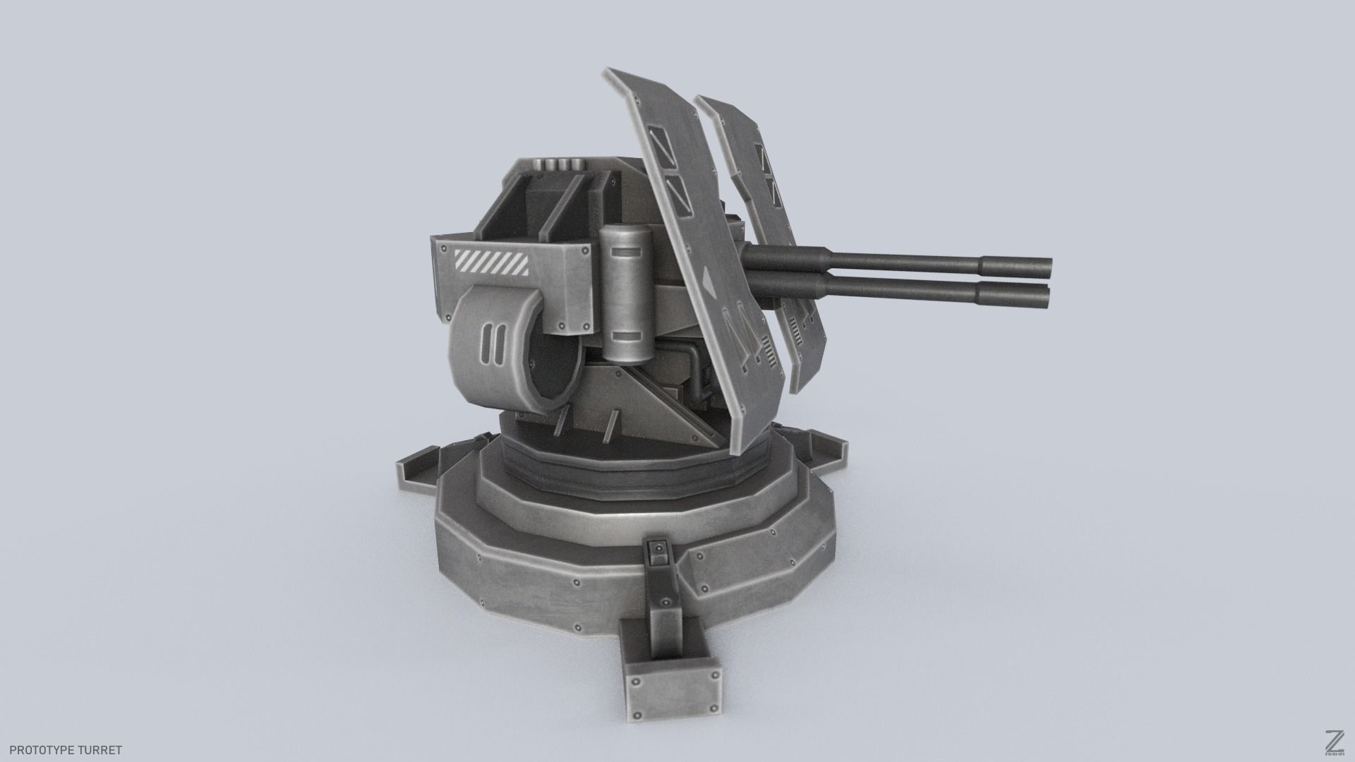 Prototype turret Low-poly 3D model_6