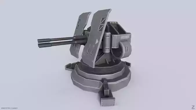Prototype turret Low-poly 3D model