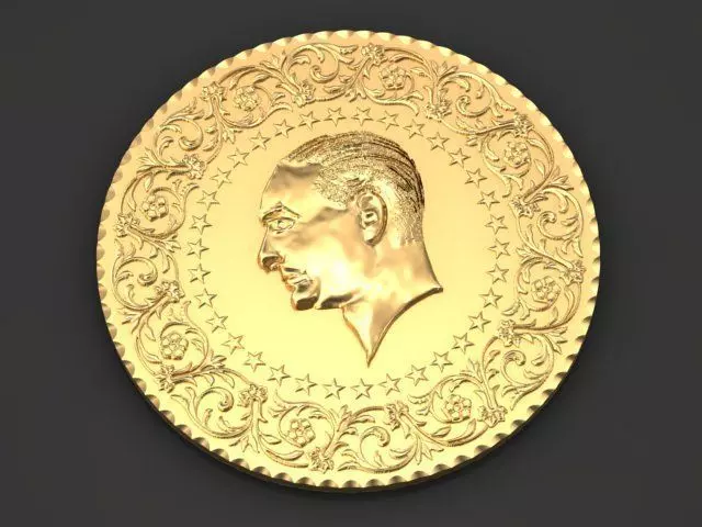 Coin of Ataturk 3D print model_0