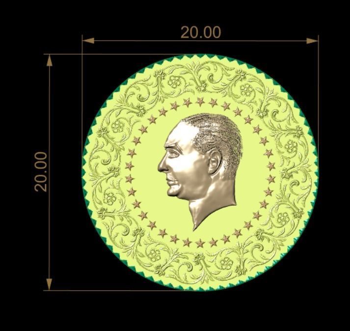 Coin of Ataturk 3D print model_4
