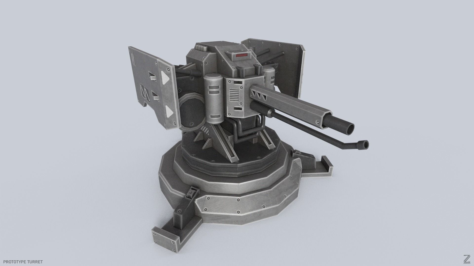 Prototype turret Low-poly 3D model_7